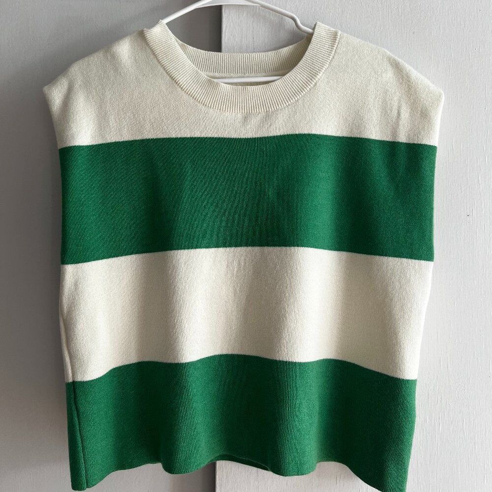 Anthropologie Green & White Sleeveless Top Maeve by Anthropologie Never Worn